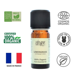 100% Organic Lemongrass Essential Oil, Pure, 10 mL