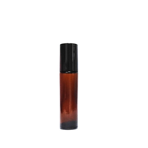 10 mL amber glass bottle with metal roller and black cap. - House of Pure Essence